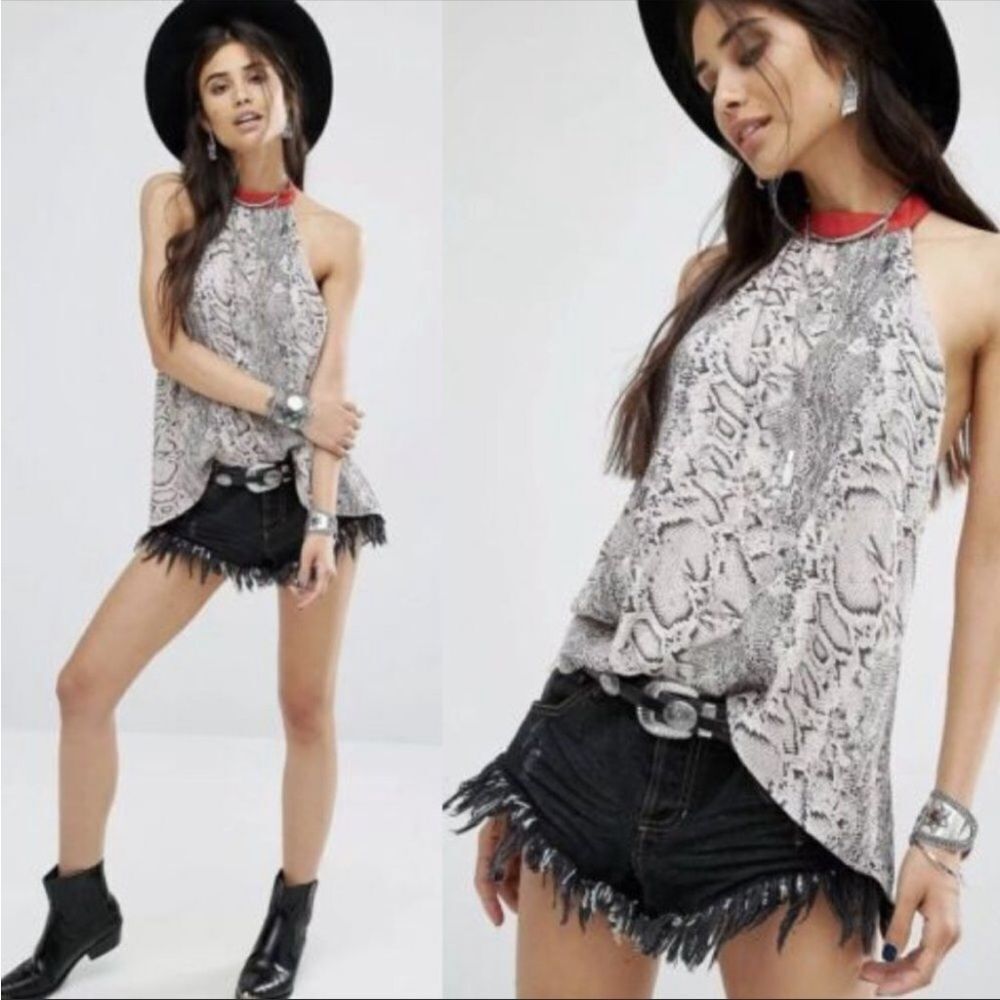 FREE PEOPLE | Through The Night Snakeskin Print Tank Top Women’s Size X-Small